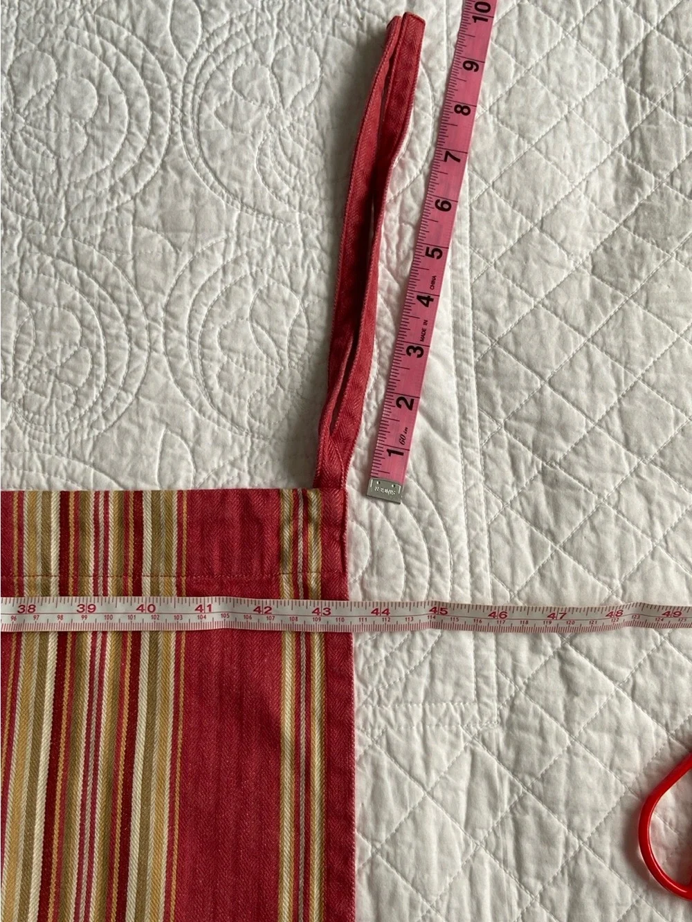 Pottery Barn Hudson Stripe Cafe 3 Curtains And 2 Valances Set Red Tan Cream